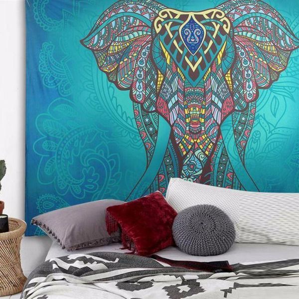

tapestries bohemian mandala elephant tapestry wall hanging sandy beach picnic throw rug blanket camping tent travel sleeping pad 95x73cm
