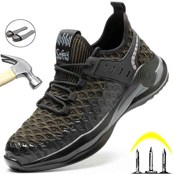 

dress shoes male work safety boots indestructible steel toe cap sneakers light comfort men shoe raew, Black