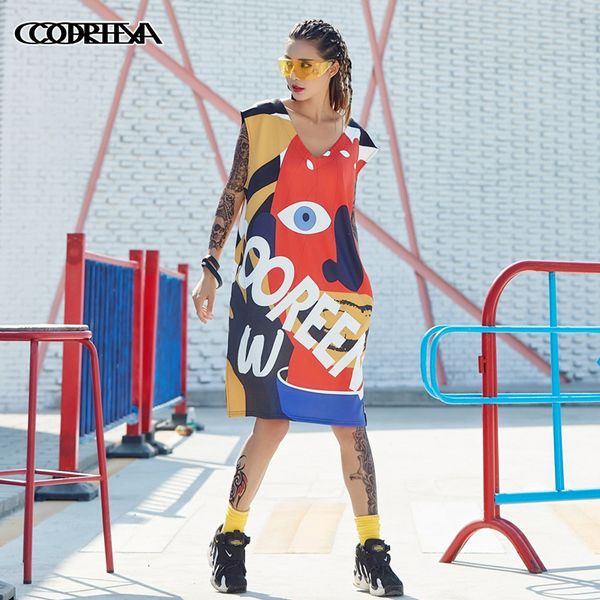 

t shirt 2021 spring and summer vest dress sleeveless v-neck children's fun graffiti trendy women's clothing, White