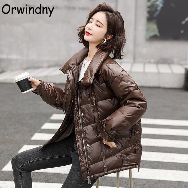 

women's down & parkas orwindny casual winter jacket women ribbons oversized warm coat female 2021 mandarin collar cotton padded snow we, Black