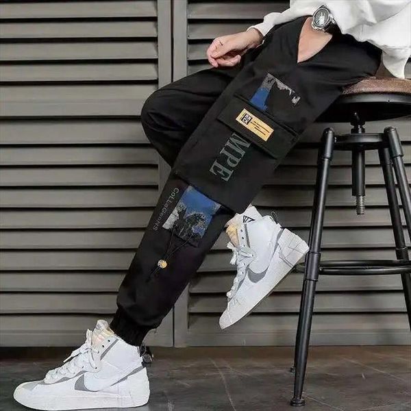 

winter thick sweatpants joggers women pants high waist straight trousers stylish print beam feet harem baggy teens unisex, Black