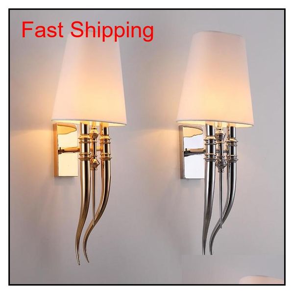 

modern iron claw horn cloth wall light bedroom bedside wall lamp e27 luminaire double slider sco qylbyv homes2011