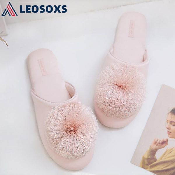 

leosoxs waterproof women home furry flat sandals female cute fluffy house shoes ladies slippers furry slippers warm fluffy x198, Black