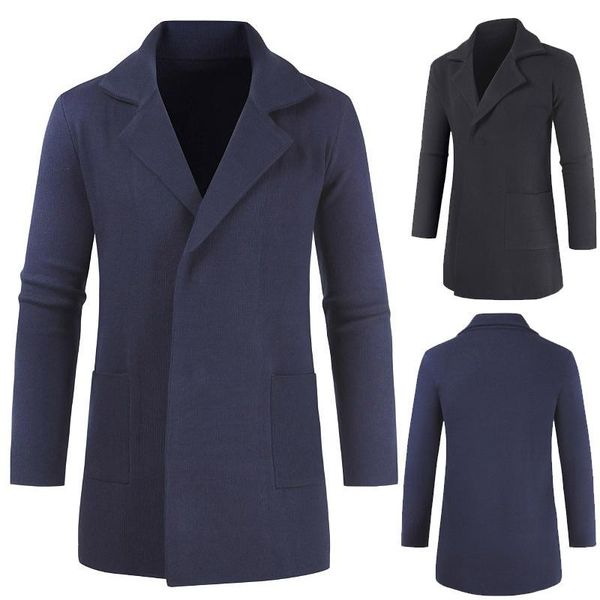 

men's suits & blazers knitted suit medium and long cardigan collar sweater, White;black