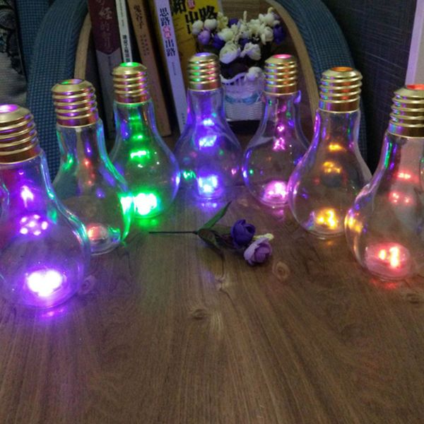 

2021 new led light bulb beverage bottle 400ml 500ml clear water bottle creative lighting luminous bulb cup bottle party decors h25w6gv
