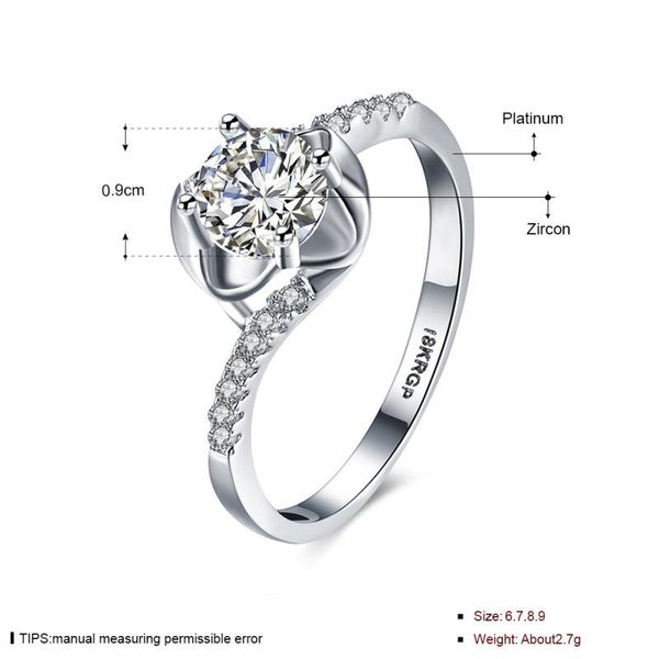 

wedding rings fashion jewelry white cubic zirconia silver ring gift party anniversary engagement for women r2147, Slivery;golden
