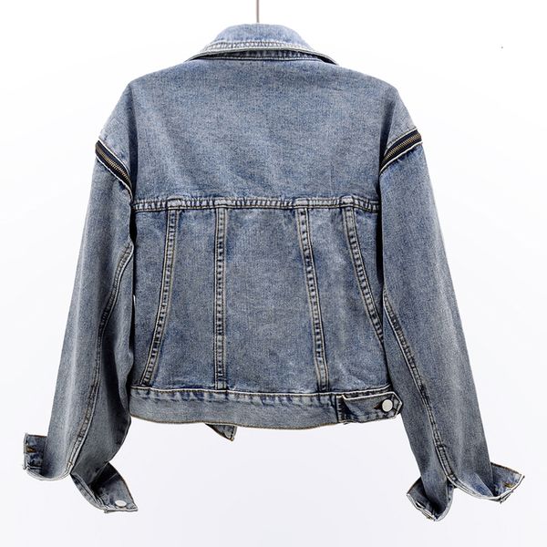

korean spring denim women vintage student outwear chaquetas mujer loose zipper long sleeve short jeans jacket coat female w42h, Black;brown