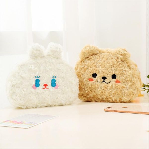 

korea cosmetic bag coin purse cute bear storage pouch girls flannel makeup holder toiletry pouch