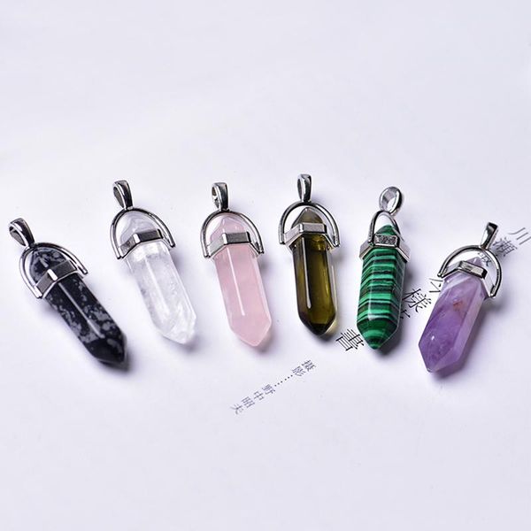 

sktn 1pcs diy natural crystal mineral ornament amethyst crystal point pendant couple pendant necklace gift jewelry