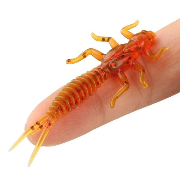 

50pcs/lot soft larva fishing lure 60mm 1.4g dragonfly larva worm freshwater fishing bait lifelike sile dragon jlldpt warmslove