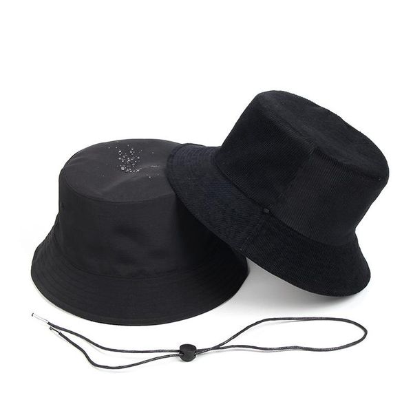 

beanies splash-proof fisherman hat for men and women corduroy double-sided basin with windproof rope thickened cap plus size