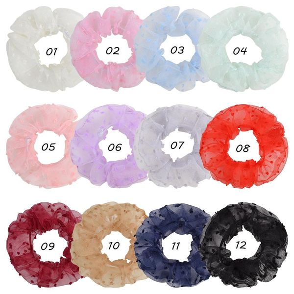 

fashions 12 colors ins girls gauzy scrunchies elastic hairbands ponytail holder floral hair scrunchy women hair accessories, Slivery;white