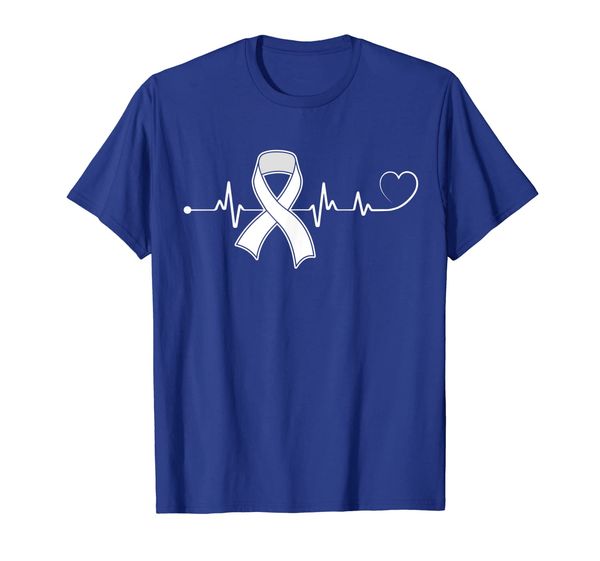 

heartbeat ribbon lung cancer tshirt support ribbon shirt, White;black