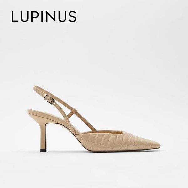 

lupinus elegant pointed toe high heels for women 2021 new fashion thin heel spring women sandals sewing thread high heels, Black