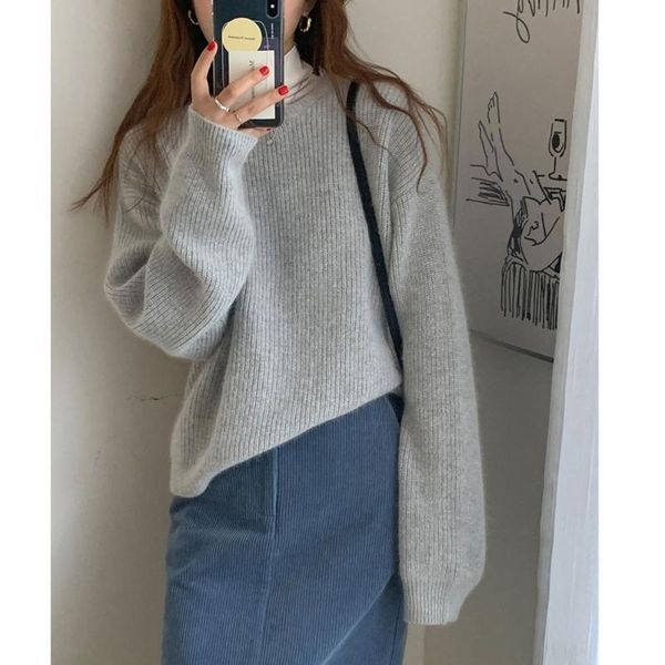 

women's sweaters vintage casual striped long sleeve o-neck knitted pullovers women fashion loose spring autumn sweater woman white grey, White;black