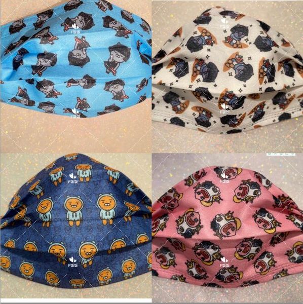 

disposable face mask cartoon cute designer masks washable mouth cover protective adults non-woven earloop masks, Silver