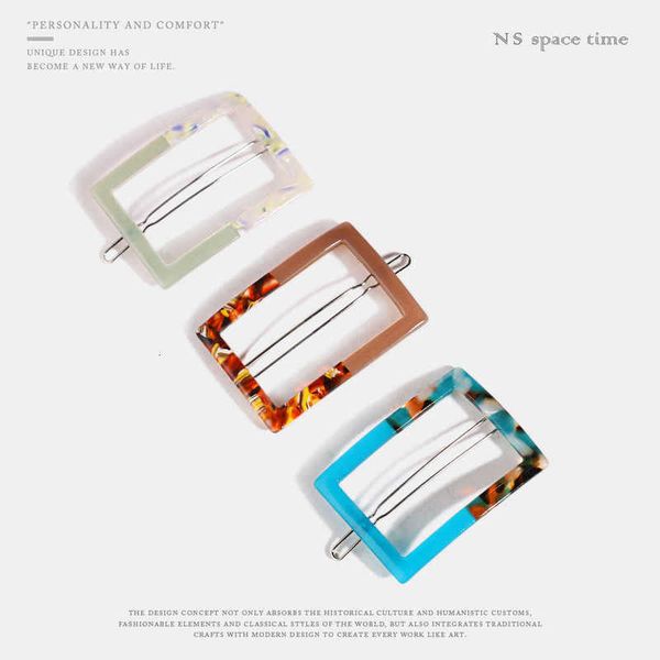 

acetate card clip fashion personality creative rin hair headdrs geometric square qingdao jewelry, Golden;silver