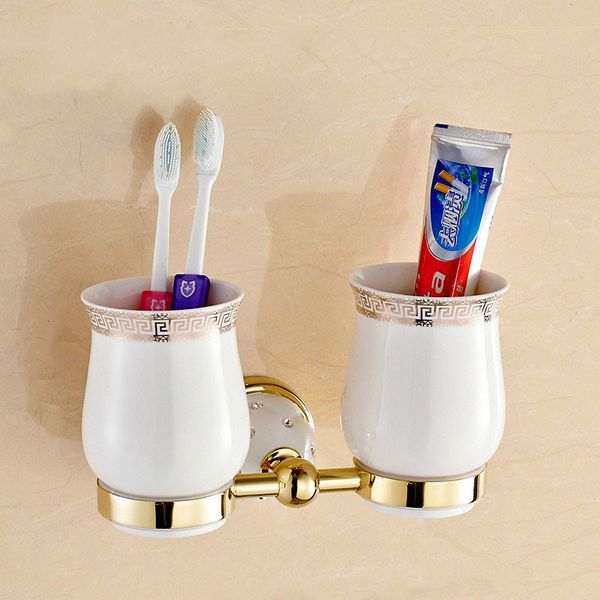 

2021 new little holder european luxury crystal gold accessories to bathroom can tumbler brush tooth holders ceramics te4a