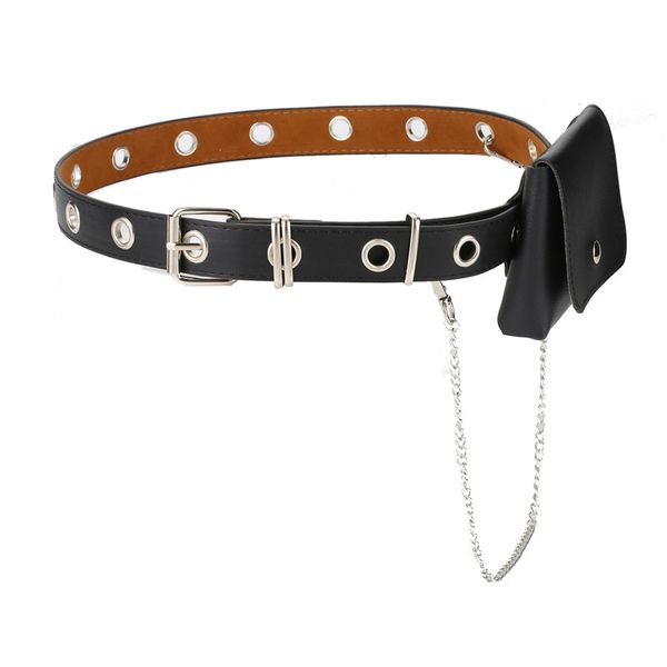 

belt the single row has air holes with chains and bags 10 pieces/box, Black;brown