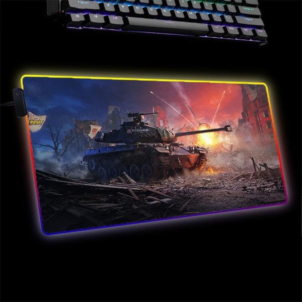 

mouse pads & wrist rests xgz world tank game rgb computer keyboard carpet mat colorful led gamer mousepad xxl board setting pc gaming desk