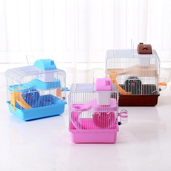 

small animal supplies 1pc double layer hamster cage pet house acrylic portable pets chinchilla (light blue)