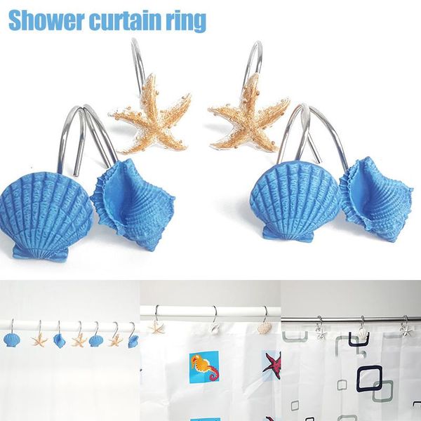 

other home decor 12 pcs seashell conch shower curtain hooks for bathroom yu-home