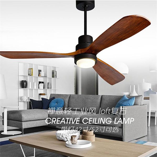 

nordic retro loft dinning room ceiling fan light modern kitchen living room restaurant solid wood led fan lamp ing