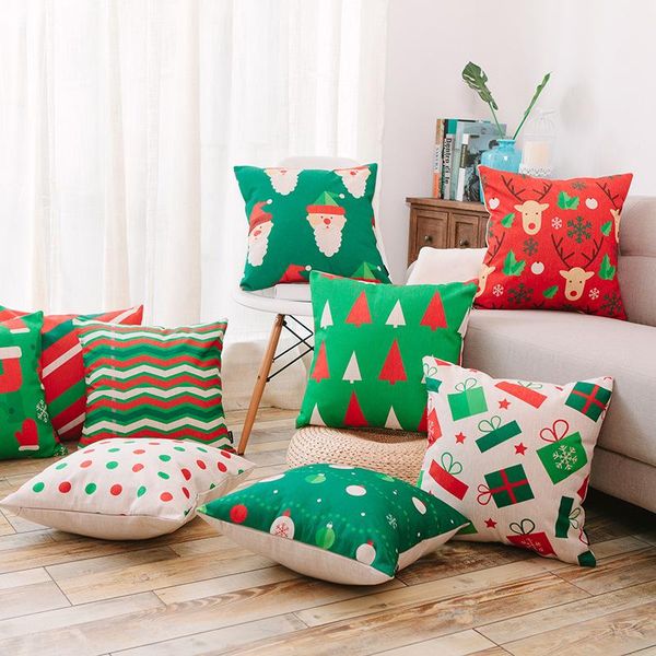 

pillow case christmas creative series cartoon throw cotton linen sofa cushion back car office waist pad