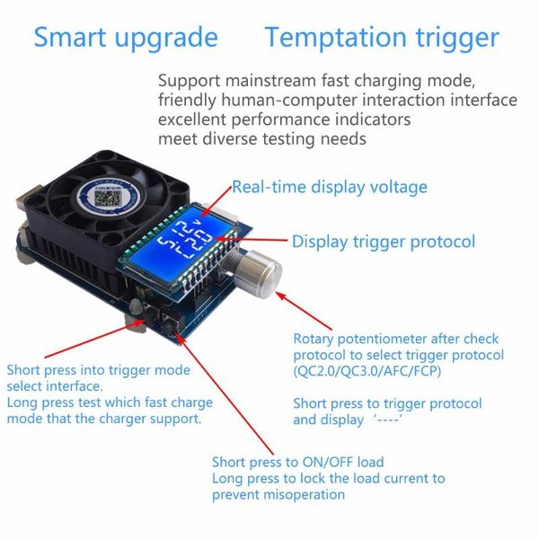 

integrated circuits dc electronic load tester 35w 5a adjustable usb intelligent protection aging resistor discharger voltage current power b