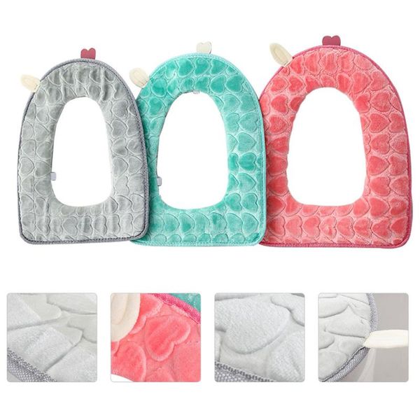 

toilet seat covers 3pcs universal ring pad with handle plush heart-shaped mat