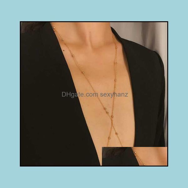 

other body jewelry fashion cross copper beads chains bikini belly bra chain for women harness necklace boho beach drop delivery 2021 kv, Slivery;golden