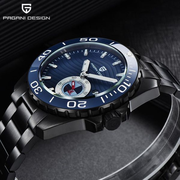 

wristwatches pagani design male mechanical watches automatic stainless steel military 100m waterproof business watch men, Slivery;brown