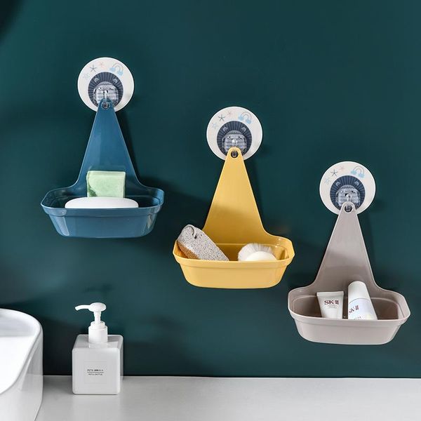 

1pc no drilling wall hanging home creativity large suction wall toilet drip soap rack box hanging bag bathroom products