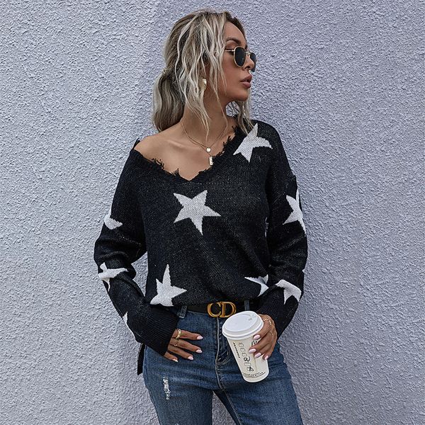 

2021 autumn sweater long-sleeved v-neck women's knitted bottoming shirt women, White;black