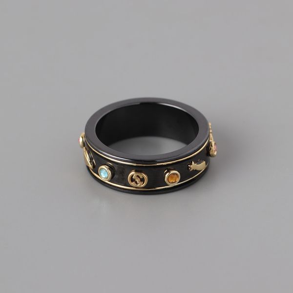 

flower bee planet black white ceramic ring personality fashion for male female couples fine jewellery for sale, Silver
