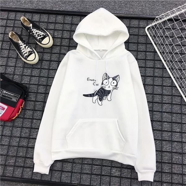 

women's hoodies & sweatshirts 4xl hoodie cute cat women oversized sweatshirt streetwear harajuku students kpop clothes fashion 2021, Black