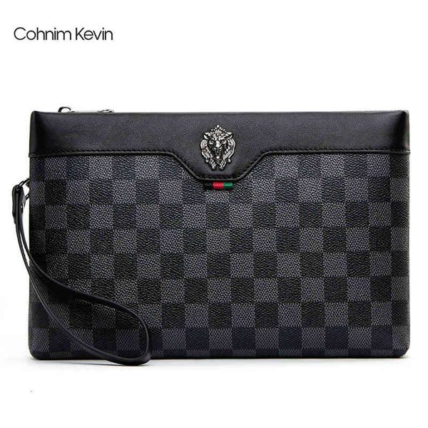 

bags handbags cohnim kevin brand men's bag plaid business fashion, Black;red
