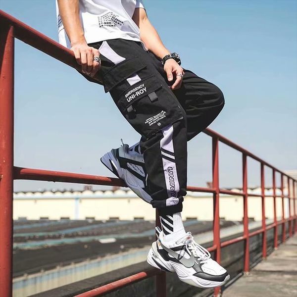 

cool loose hiphop striped women pants fashion black joggers trousers streetwear