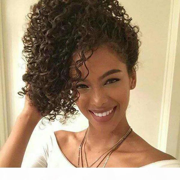 

human hair ponytail hairpieces clip in high kinky curly human hair 120g drawstring ponytail hair extension for black women 4colors