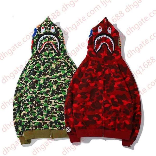 

trendy camouflage green red printed animal pattern hooded jacket youth flocking casual sweater, Black