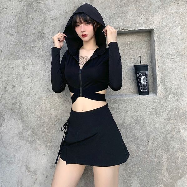 

bodycon black hooded hoodies streetwear zipper bandage crop women casual streetwear v-neck hoodies pullovers, White
