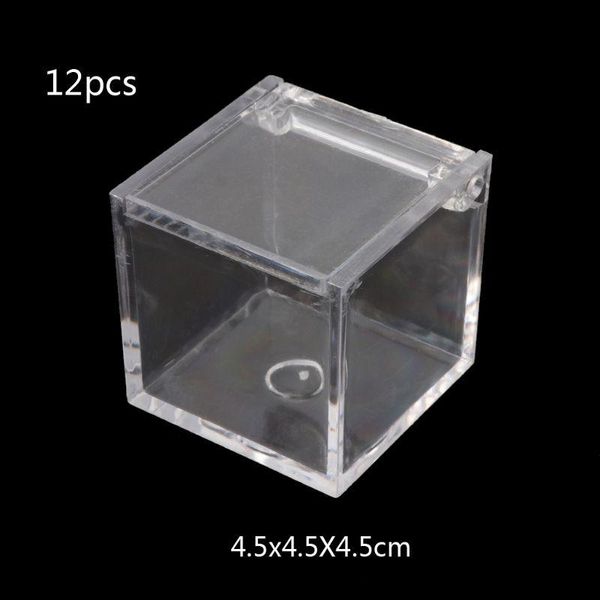 

jewelry pouches, bags 12pc transparent acrylic 5 sided display storage box case square cube props c1fc, Pink;blue