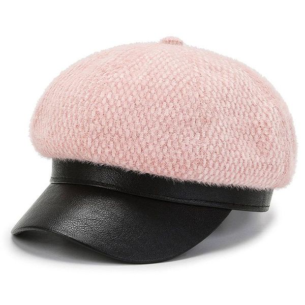 

berets fashion cute women warm for outdoor autumn winter casual lady octagonal retro cap hat, Blue;gray