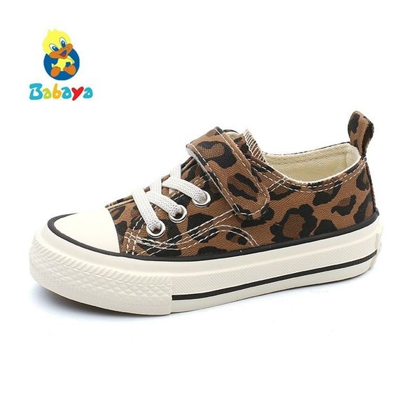 Babaya crianças sapatos para meninas sapatilhas primavera nova moda crianças sapatos de lona meninos outono estudante casual leopardo sapatos 210303