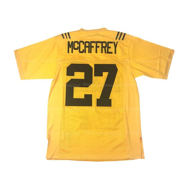 Custom Christian McCaffrey 27# High School Football Jersey ED Gelb jeder Namensnummerngröße S-4xl Trikots Top-Quality-Shirt