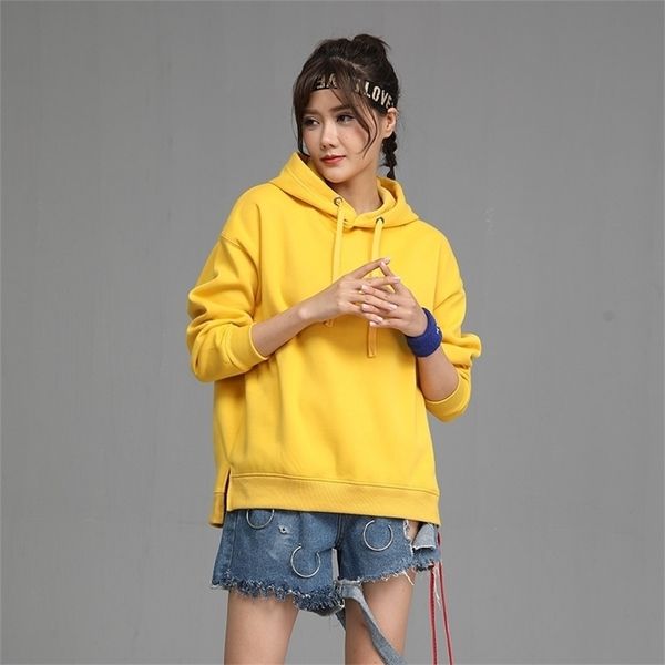 

new ladies hoodies for women fleece female winter solid colour casual sweatshirt 201102, Black