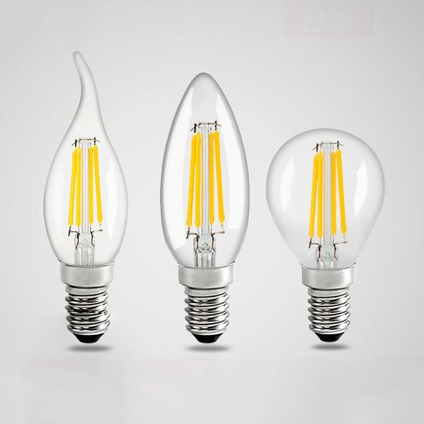 

100pcs retro led bulb 4w 8w 12w dimmable e14 e27 base lamp warm white/cold white filament light ac 220v g45 c35 c35l edison bulb