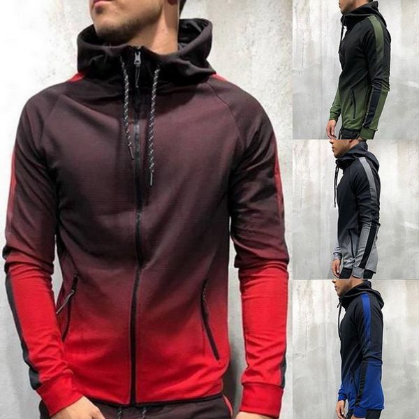 

men's tracksuits 2021 male brand men tracksuit 3d gradient color casual hoodies sweatshirt sportswear joggers soft clothings, Gray