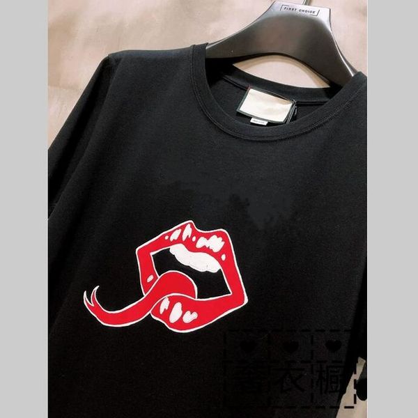 

g f2022 red lip print t shirt mens womens couples summer paris street tee men s clothing casual short sleeve jumperdr, White;black