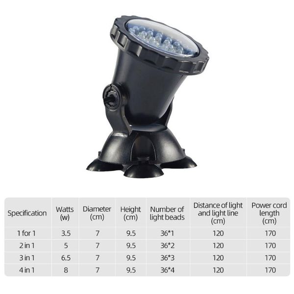 

aquariums lighting 4 in 1 waterproof battery operated multi color submersible led underwater light for fish tank pond swimming pool wedding